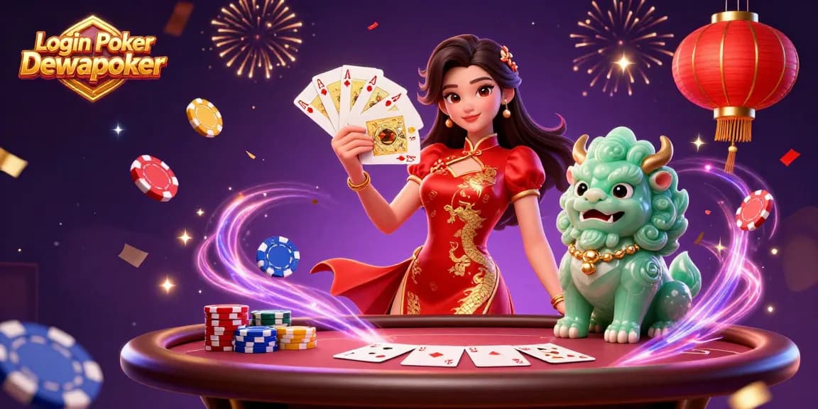 Experience the thrill of Login Poker Dewapoker with vibrant poker elements and stunning 3D visuals.