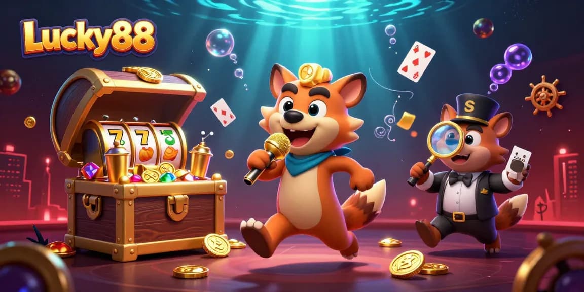 Engage in the exciting Lucky88 slot experience with vibrant hyena characters in an immersive casino.