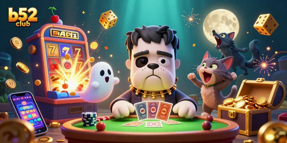 Engage with b52club's thrilling casino atmosphere featuring unique characters and vibrant gaming elements.