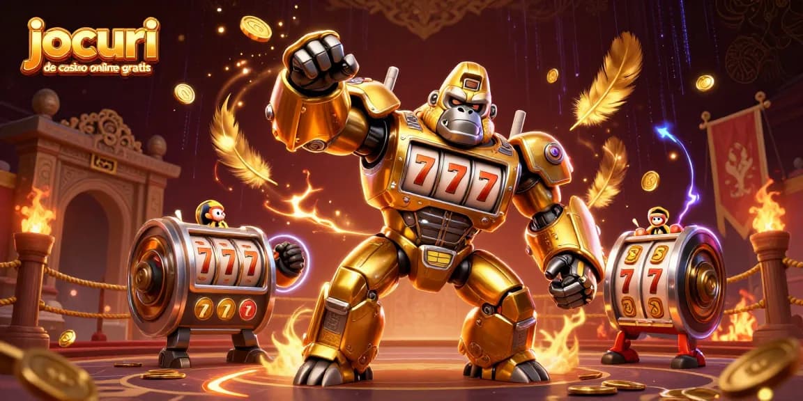 Joacă jocuri de casino online gratis cu păcănele și jackpoturi captivante, în această scenă dinamică.