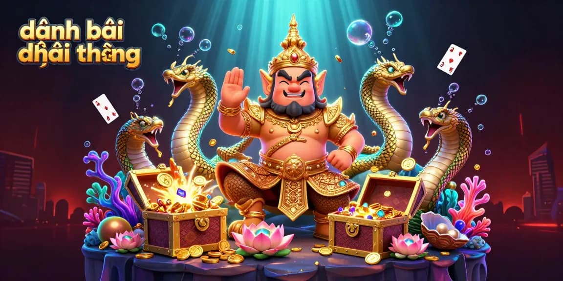 Experience đánh bài đổi thưởng in an enticing underwater casino scene with vibrant characters and game elements.