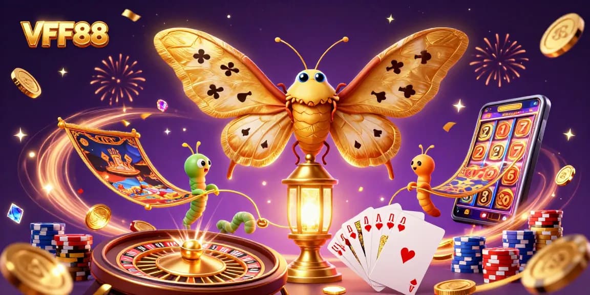 VFF88 showcases a vibrant scene filled with golden coins and casino elements for thrilling gameplay.