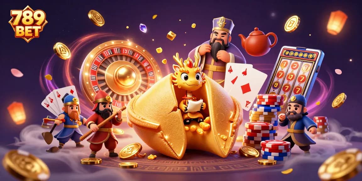 Immerse yourself in the vibrant world of 789 BET with this captivating 3D illustration of a fortune cookie scene.