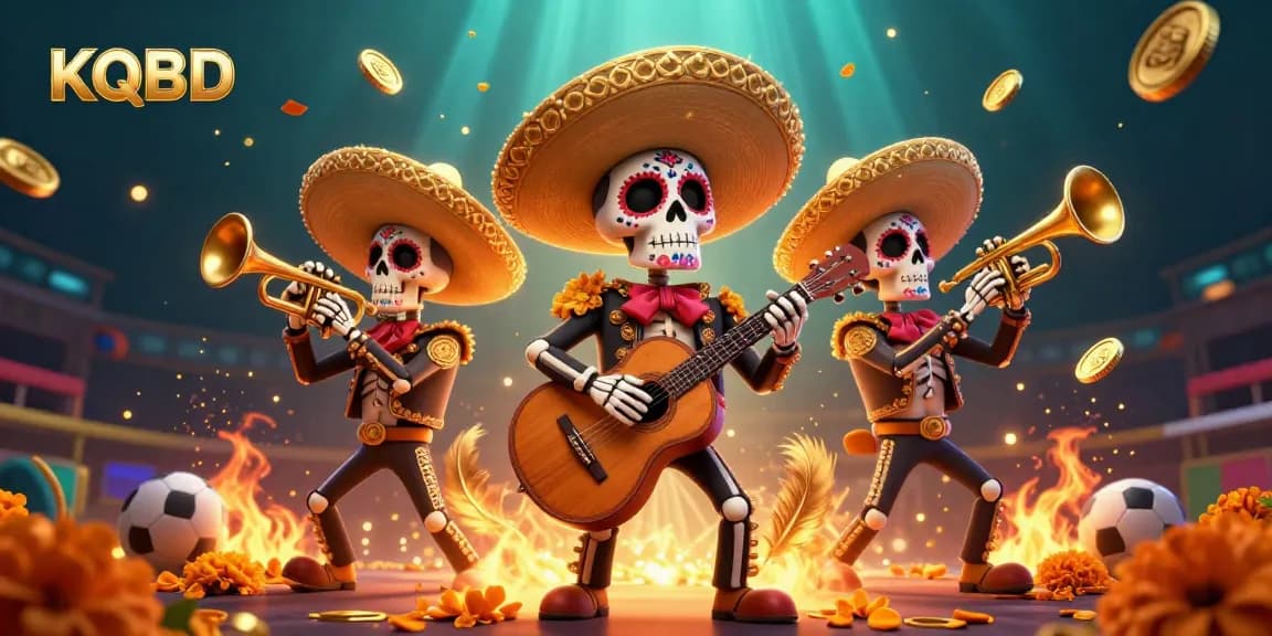 Engage with KQBD's latest sports betting results in an ultra-detailed 3D illustration featuring a vibrant mariachi band.