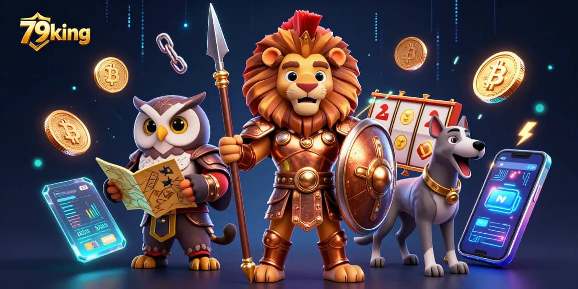 79king commands the slot gaming scene with vibrant 3D characters and dynamic crypto elements.