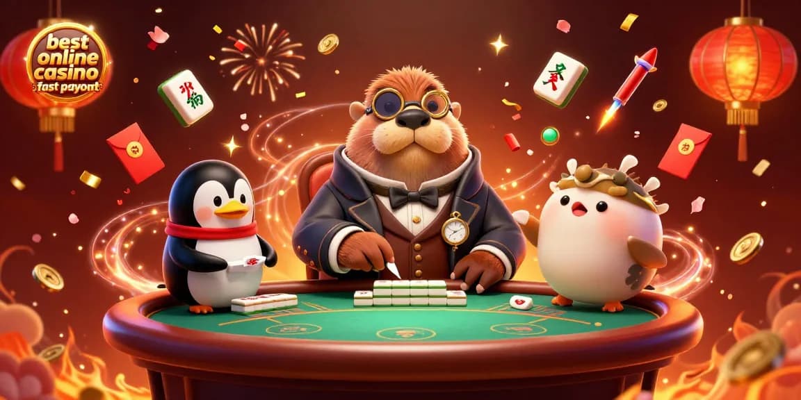 Experience the best online casino fast payout with an engaging illustration of lively characters playing poker.
