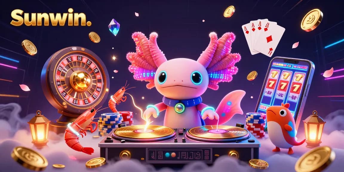 Engage in thrilling gameplay with Sunwin's vibrant 3D casino scene featuring energetic characters and dynamic game elements.