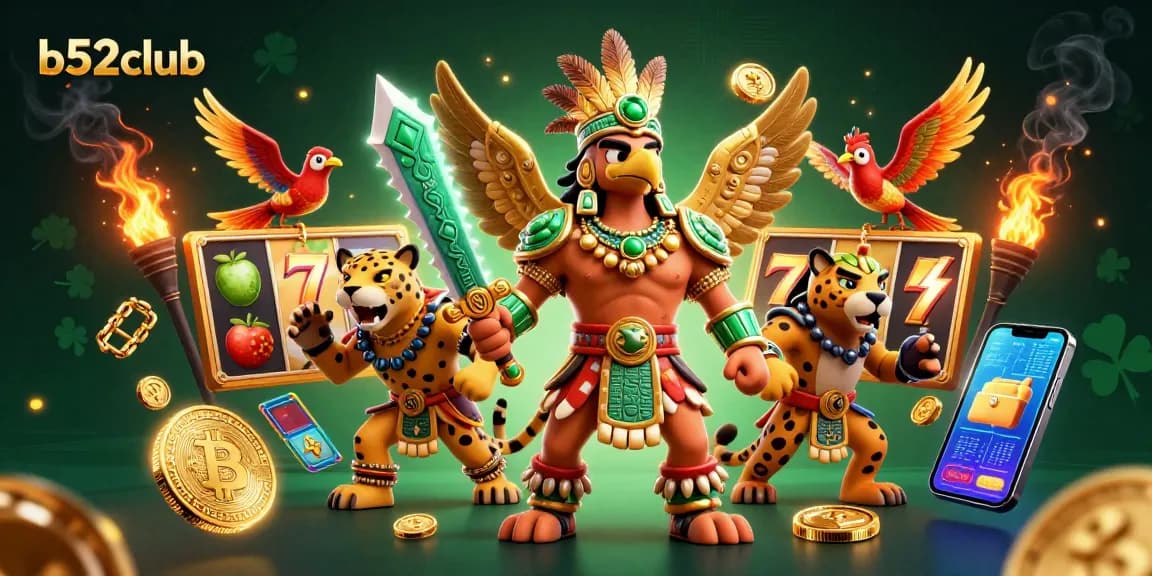 b52club slots come alive with vibrant 3D Aztec warriors and jackpot symbols for thrilling gaming.