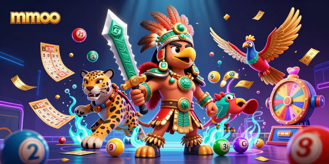 Experience thrilling mmoo gameplay in this vibrant and immersive online casino scene filled with lottery elements.