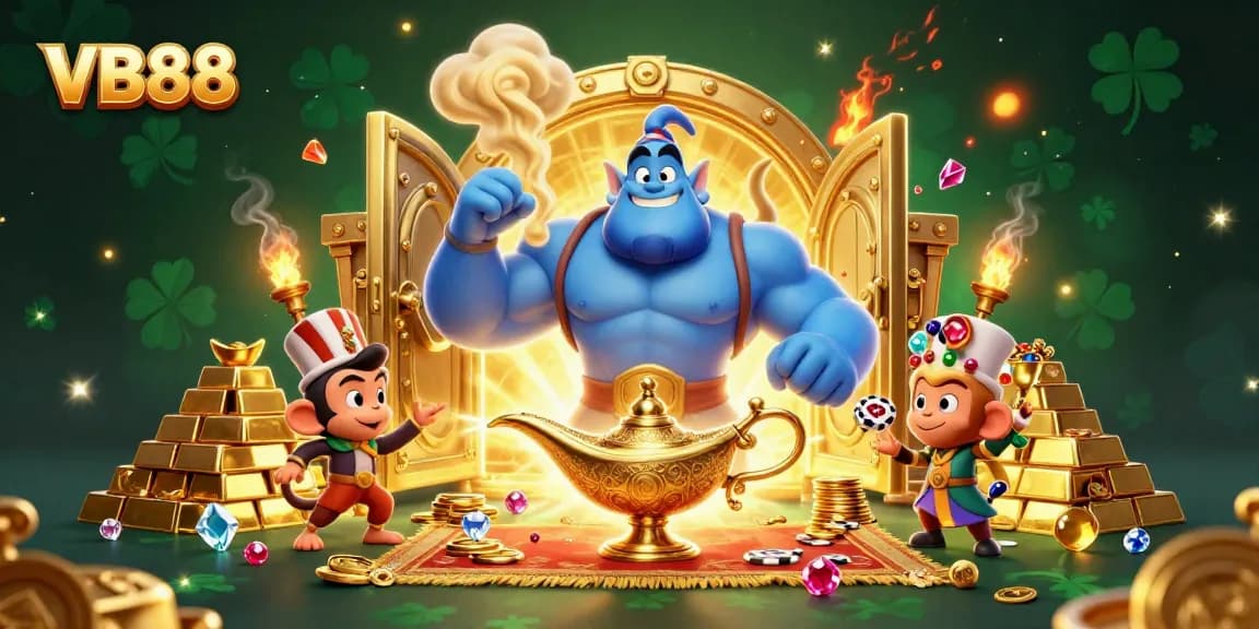 Experience the excitement of VB88 casinos with vibrant, dynamic gaming elements in this rich illustration.