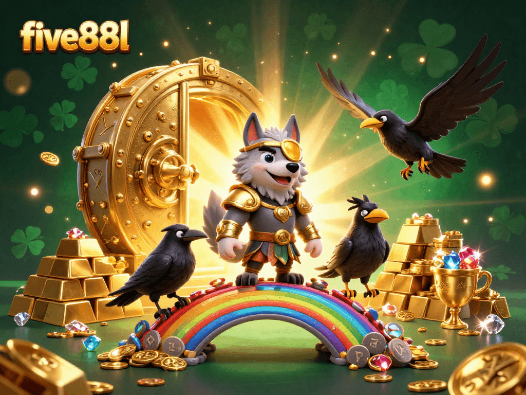 Engage with thrilling gaming action at five88l, featuring a lush casino world beyond the rainbow bridge.