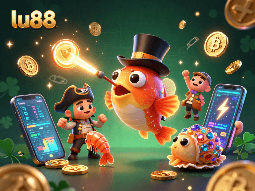 Engage in thrilling gameplay at lu88 with vibrant underwater adventure featuring glowing coins and crypto elements.