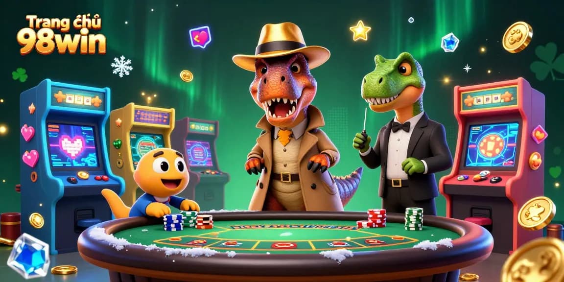 Engage with thrilling gameplay at Trang chủ 98win, featuring dynamic casino elements and vibrant characters.