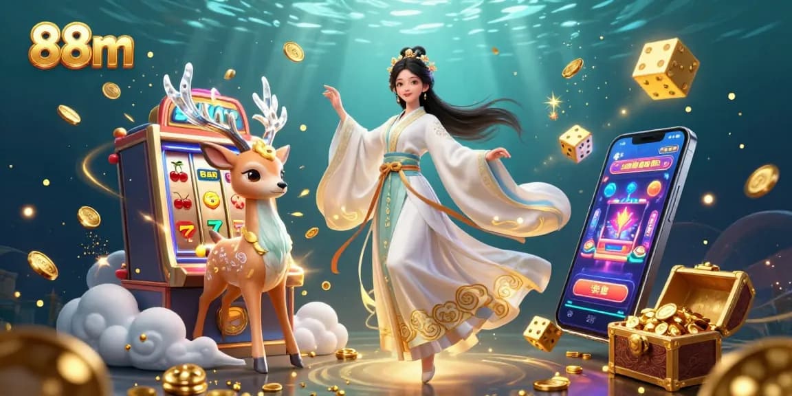 88m attracts players with a vibrant 3D illustration showcasing exciting casino elements and a jackpot theme.