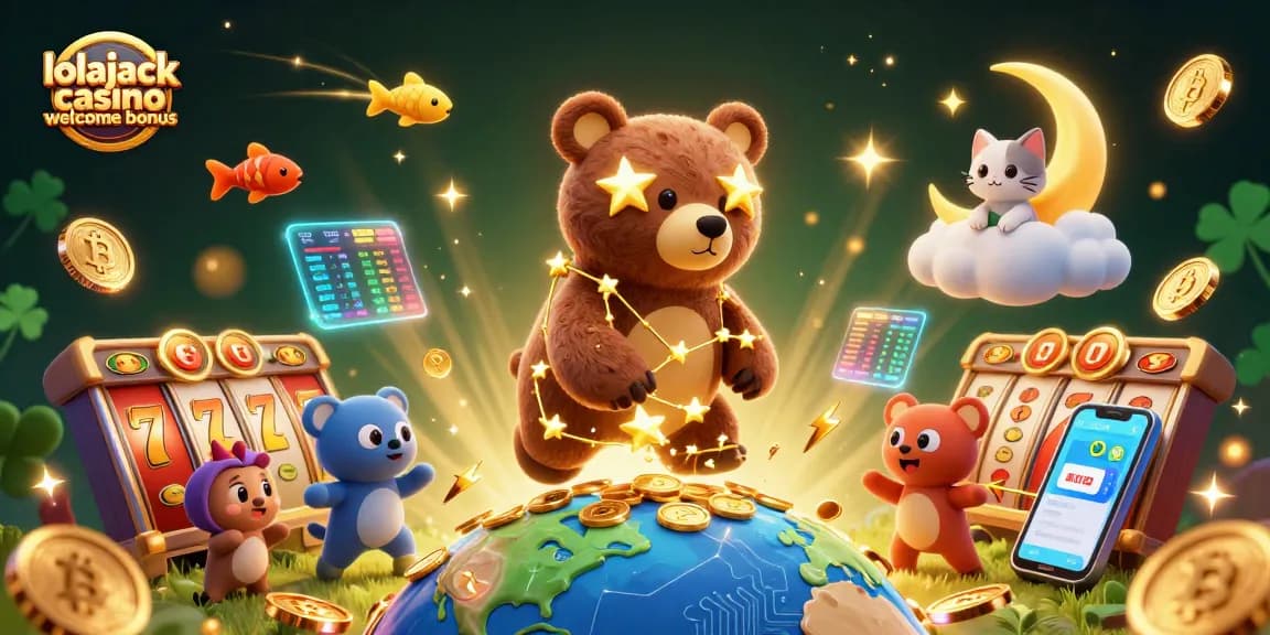 Experience the exciting lolajack casino welcome bonus with vibrant slot reels and bonus features.