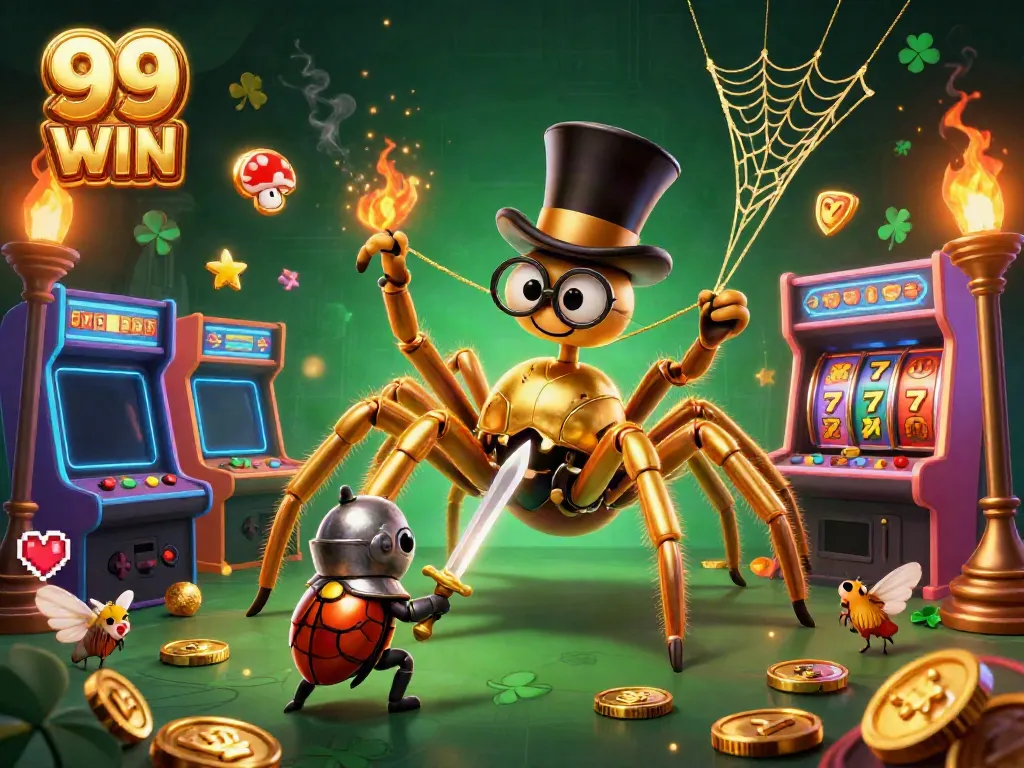 Experience thrilling gaming with 99 WIN in a vibrant casino scene filled with excitement and colorful characters.
