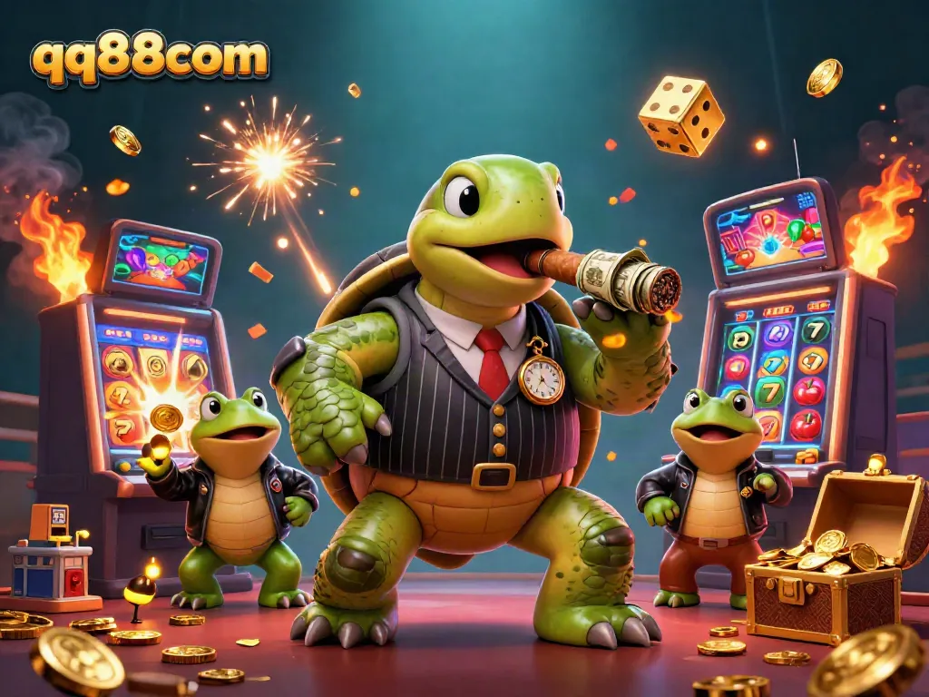 Experience thrilling gameplay at qq88com with a dynamic casino scene featuring vibrant characters and rich details.