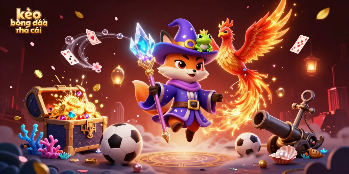 Engage with kèo bóng đá nhà cái through vibrant 3D illustration showcasing dynamic sports betting elements and characters.