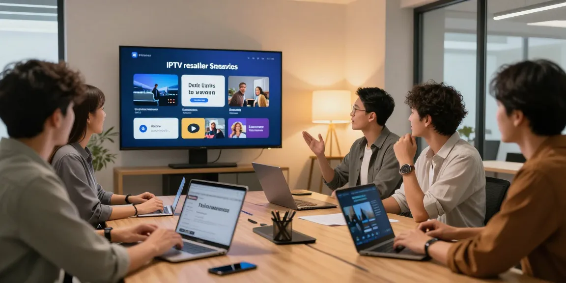 IPTV reseller meeting with clients, showcasing trusted local digital services and professional advice.