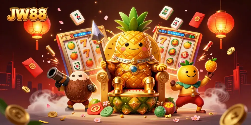 Engage in thrilling gameplay at JW88 with dynamic slot reels and a vibrant casino atmosphere.