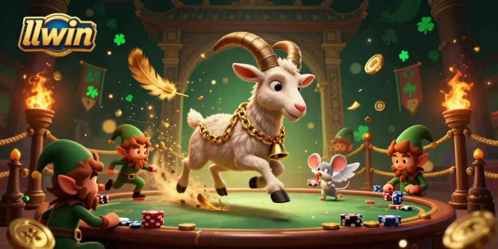 Experience the excitement of llwin as a Krampus goat manages a chaotic casino with mischievous gremlins stealing chips.