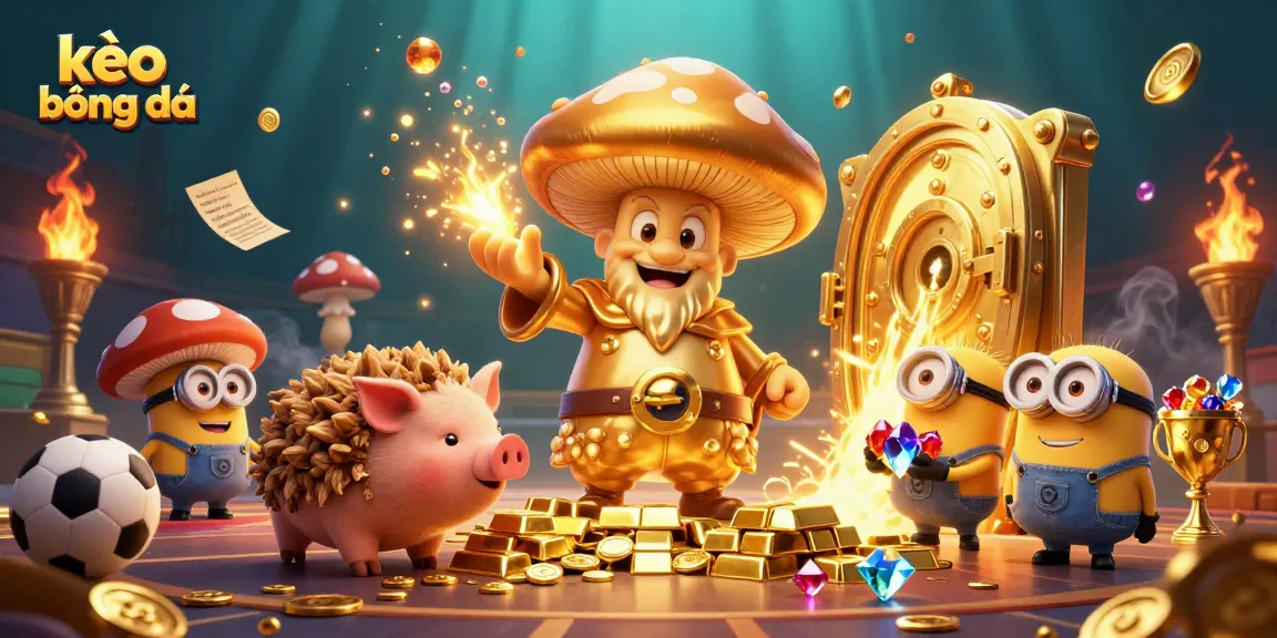 Experience kèo bóng đá with the vibrant wizard and treasure scene showcasing sports betting excitement.