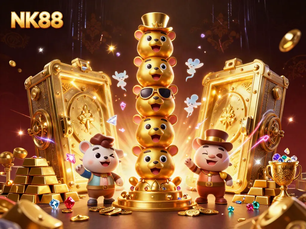 Engage in thrilling NK88 gameplay with an exciting atmosphere featuring a dynamic golden totem pole and treasure.