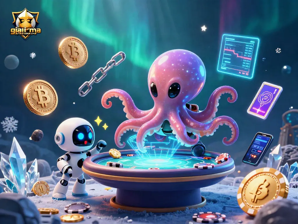 Engage with giai ma keo nha cai while witnessing an alien octopus at a holographic poker table.