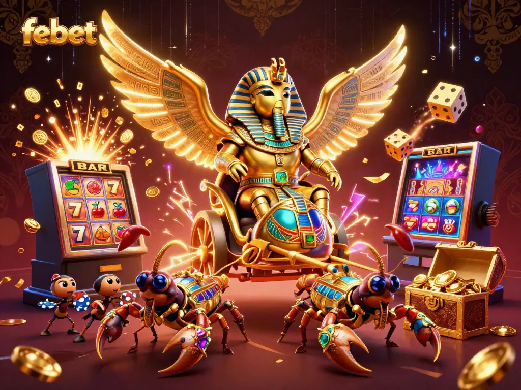 Experience the febet casino excitement with vibrant characters and rich gaming elements in a stunning scene.
