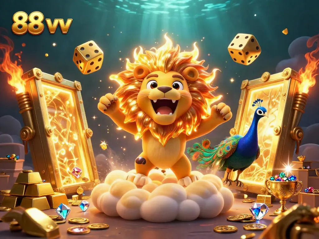 Join the 88 vv gaming revolution with this vibrant casino-themed illustration showcasing excitement.
