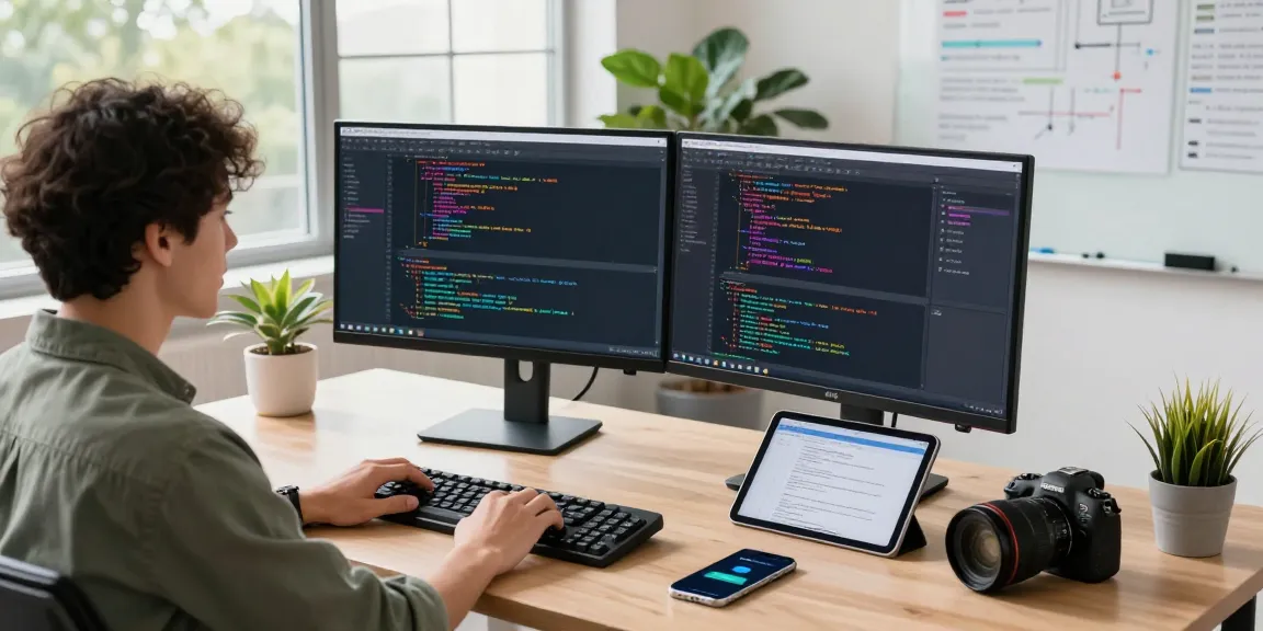Engaging coding scene with WhatsApp下載 focus in a modern tech workspace.