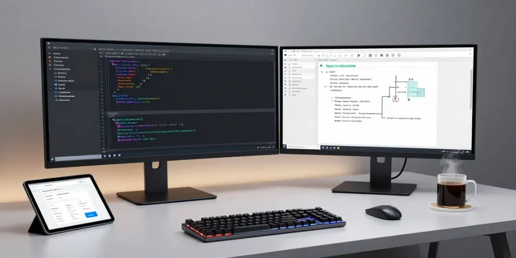.co.uk domain registration in a modern developer workspace with coding tools and setup.