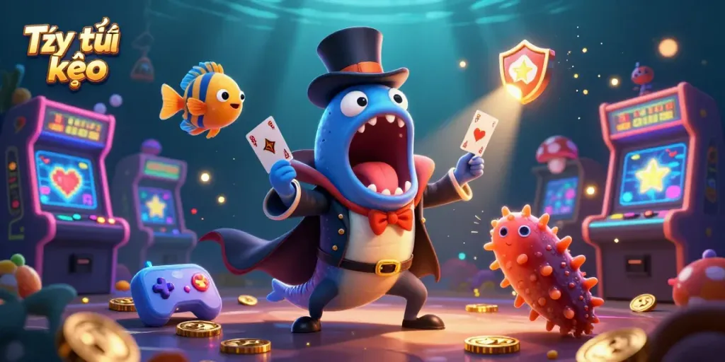 Experience Tỷ lệ kèo magic with an enchanting underwater casino scene featuring vibrant characters and games.
