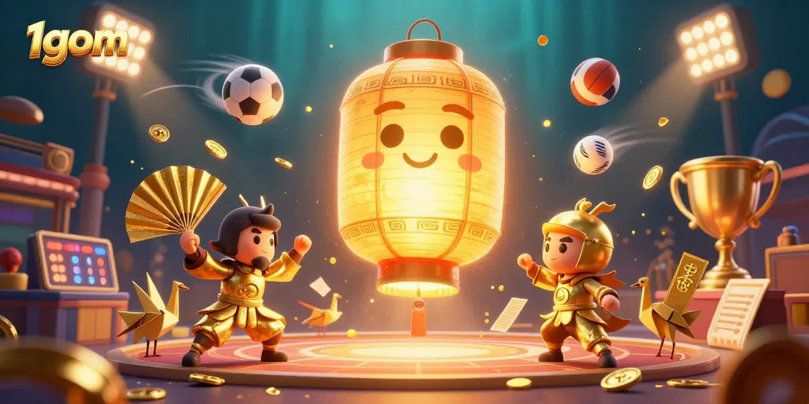 Win big with 1gom in this vibrant 3D casino illustration showcasing sports betting excitement.