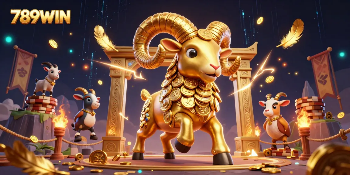 Experience the thrill of 789WIN with dynamic 3D casino elements and a powerful golden ram.