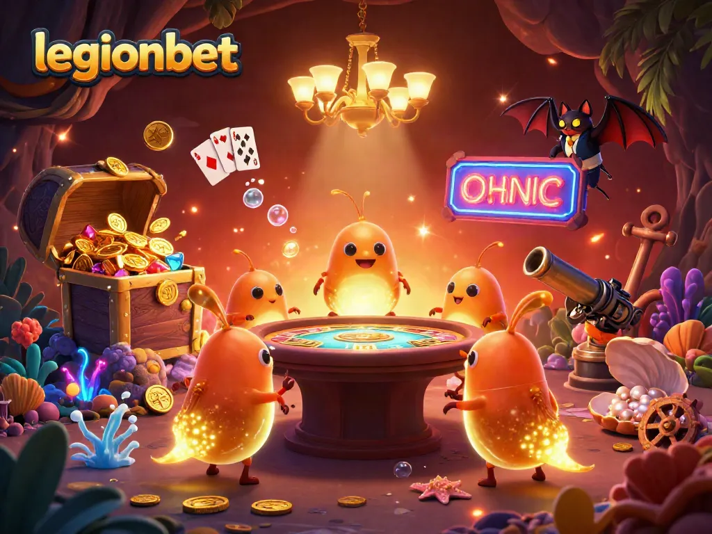 Experience the excitement at legionbet casino with our animated 3D rendering featuring unique characters and vibrant elements.