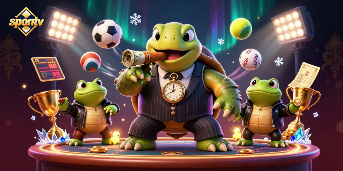 Watch spontaneous sports action with SPONTV's engaging 3D illustration showcasing dynamic streaming elements.