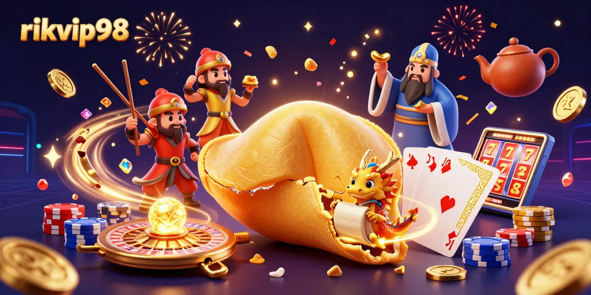 Experience exciting gameplay at rikvip98 with vibrant 3D fantasy casino elements showcased in this dynamic illustration.