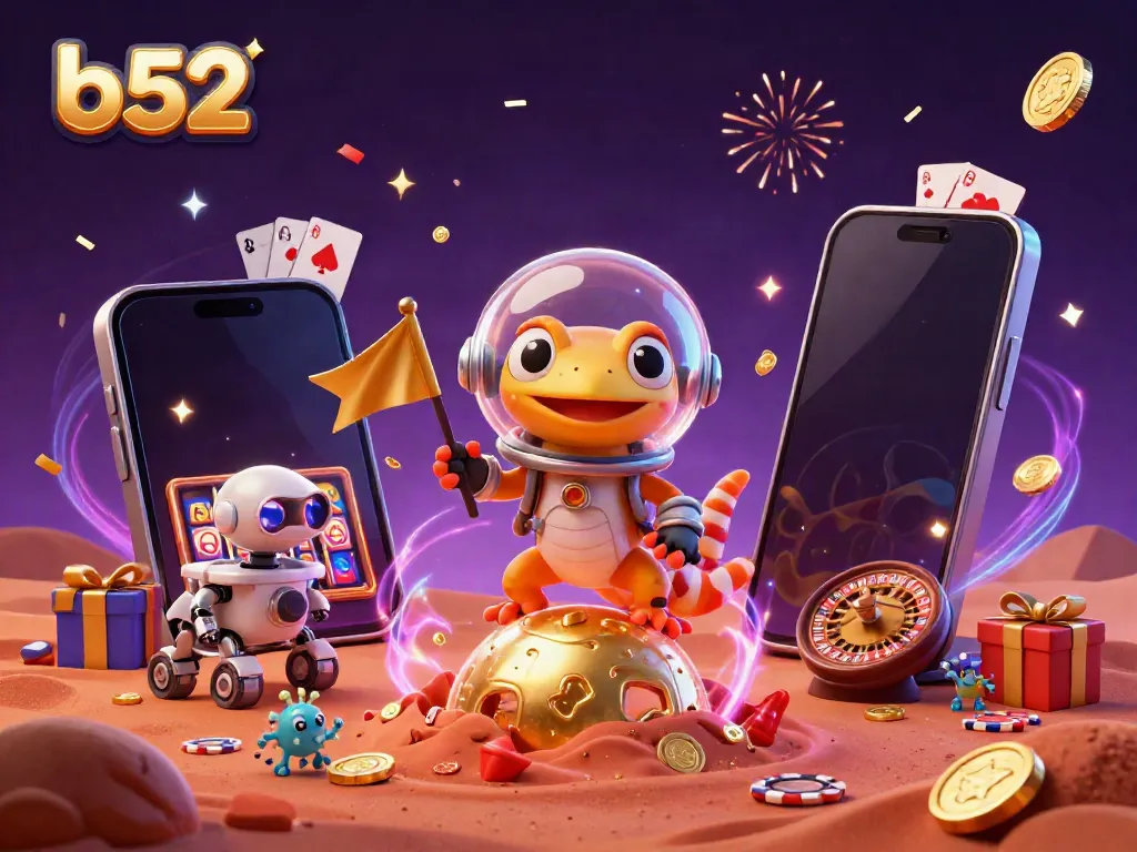 Join the excitement at b52 casino with Martian gecko discovering games in a golden casino.