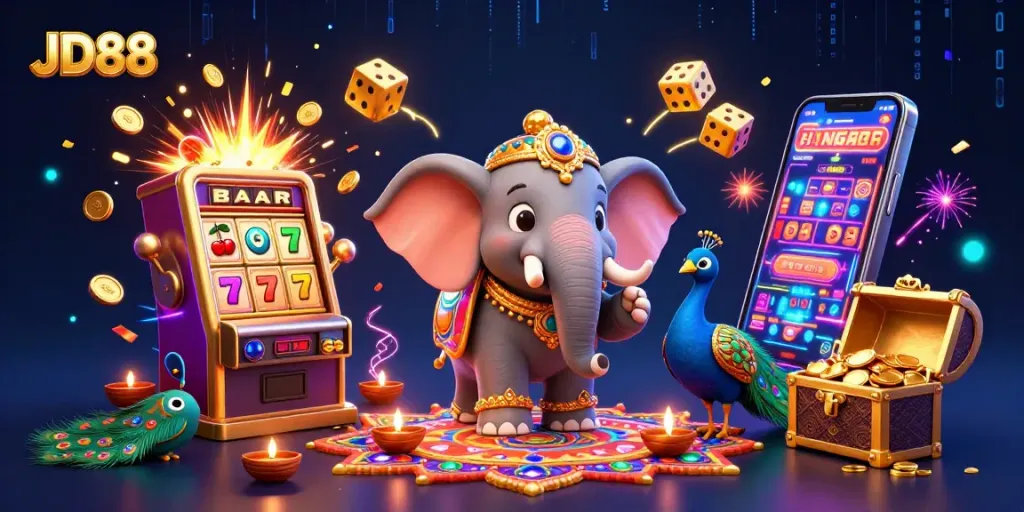 Win big with JD88 at an exhilarating online casino featuring vibrant symbols and exciting gameplay.