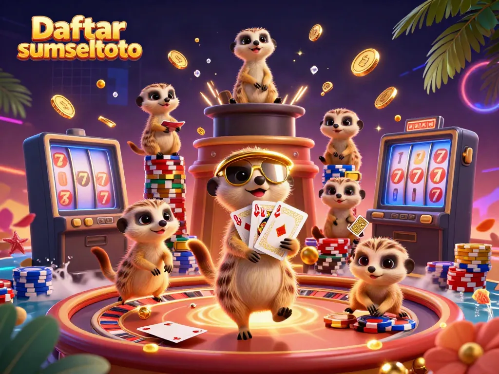 Join the fun with Daftar sumseltoto at this lively meerkat casino illustration.