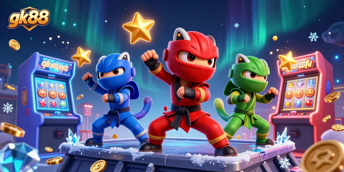 Experience thrilling gameplay with gk88's vibrant ninja chameleons in action amidst casino elements.