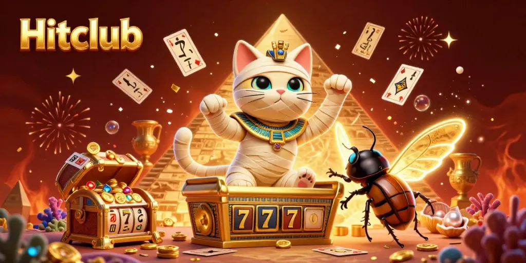 Experience the dynamic Hitclub casino scene with animated characters and vibrant gaming elements.