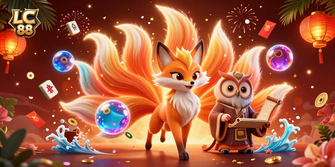 Engage with thrilling adventures at LC 88's vibrant casino world featuring dynamic characters and festive elements.