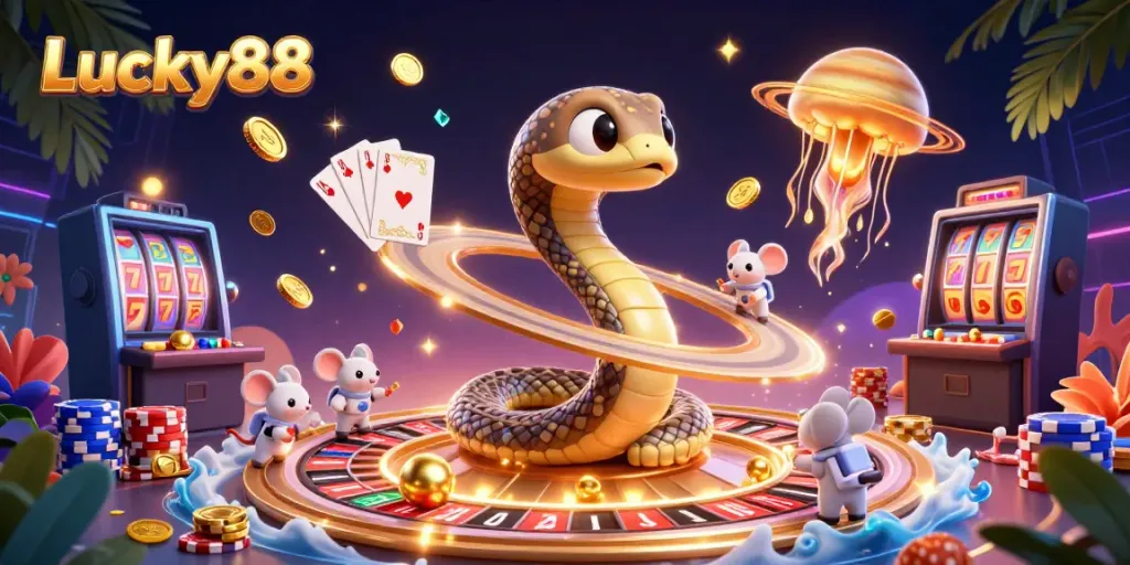 Experience thrilling gameplay on Lucky88 with cosmic characters and dynamic casino visuals.