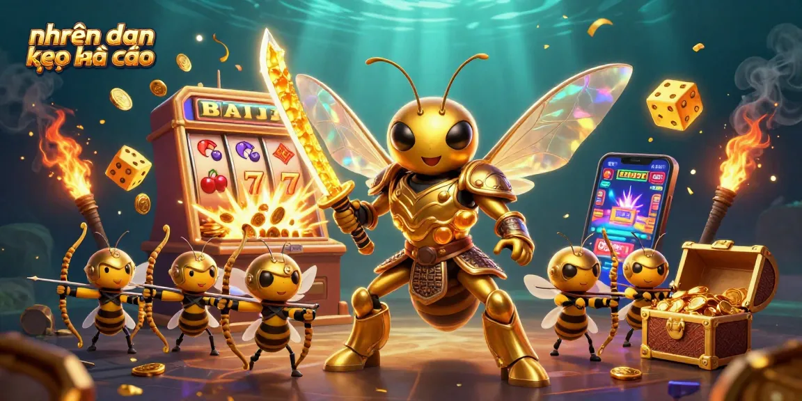 Engage with nhận định kèo nhà cái in this vibrant scene of a golden hornet samurai among casino excitement.
