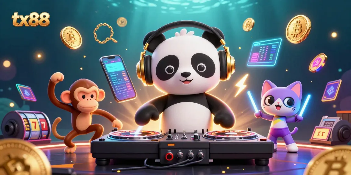 Experience winning fun with tx88 gaming, featuring vibrant characters and casino elements.