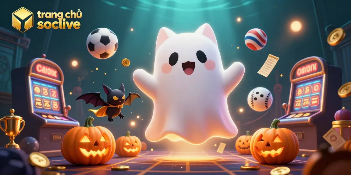 Experience the excitement of sports betting with trang chủ socolive's immersive gaming environment, featuring ghostly characters and dynamic sports elements.