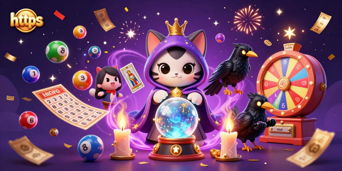 Play exciting lottery games at https with vibrant balls and magical casino elements.