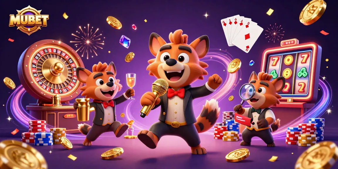 Experience MUBET through an animated scene with hyenas in a vibrant casino atmosphere.
